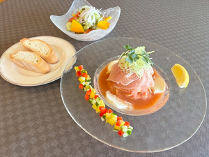 生ハムとモッツァレラチーズの冷製パスタ